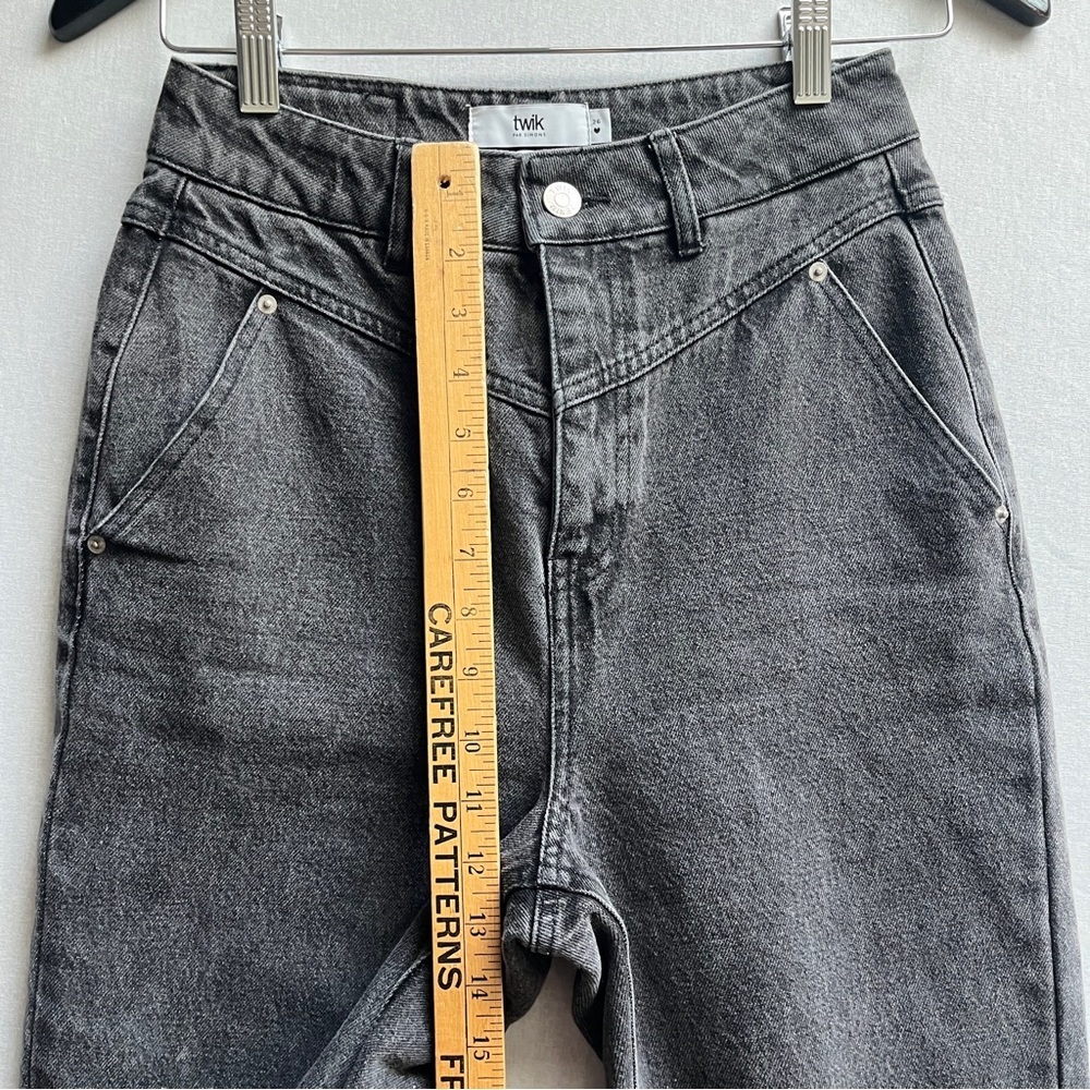 Twik Visions Organic Cotton Coupe Indie Button Fly Gray Denim Jeans Sz 26 - Picture 8 of 11